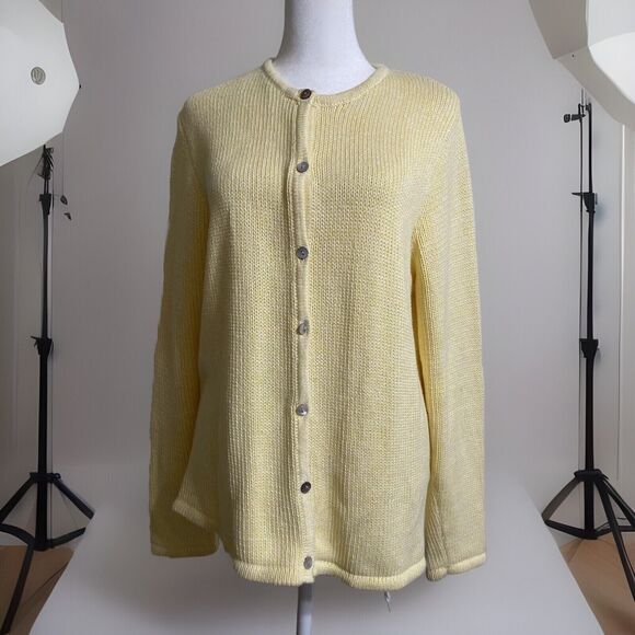 L.L. Bean Sweaters - Ll Bean Sz Medium Casual Yellow Cotton Soft Preppy Comfort Button Up Sweater